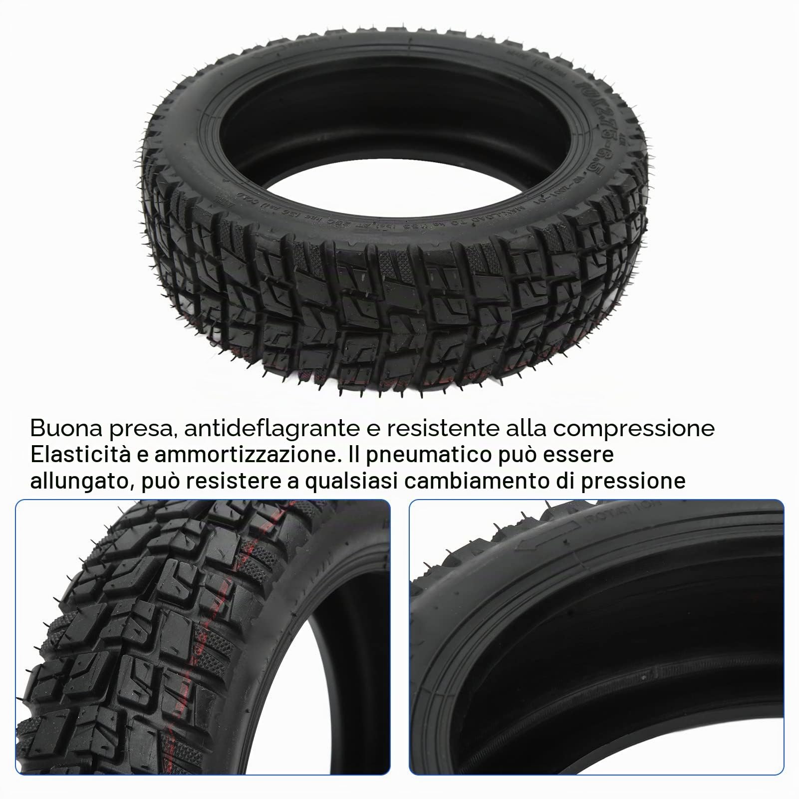 Ruote Monopattino Elettrico,10X2.75‑6.5 Gomma Scooter Elettrico Pneumatici Pneumatico Tubeless Di Ricambio Fuoristrada Accessori Universali [er Pneumatici Sottovuoto per Terreni Irregolari