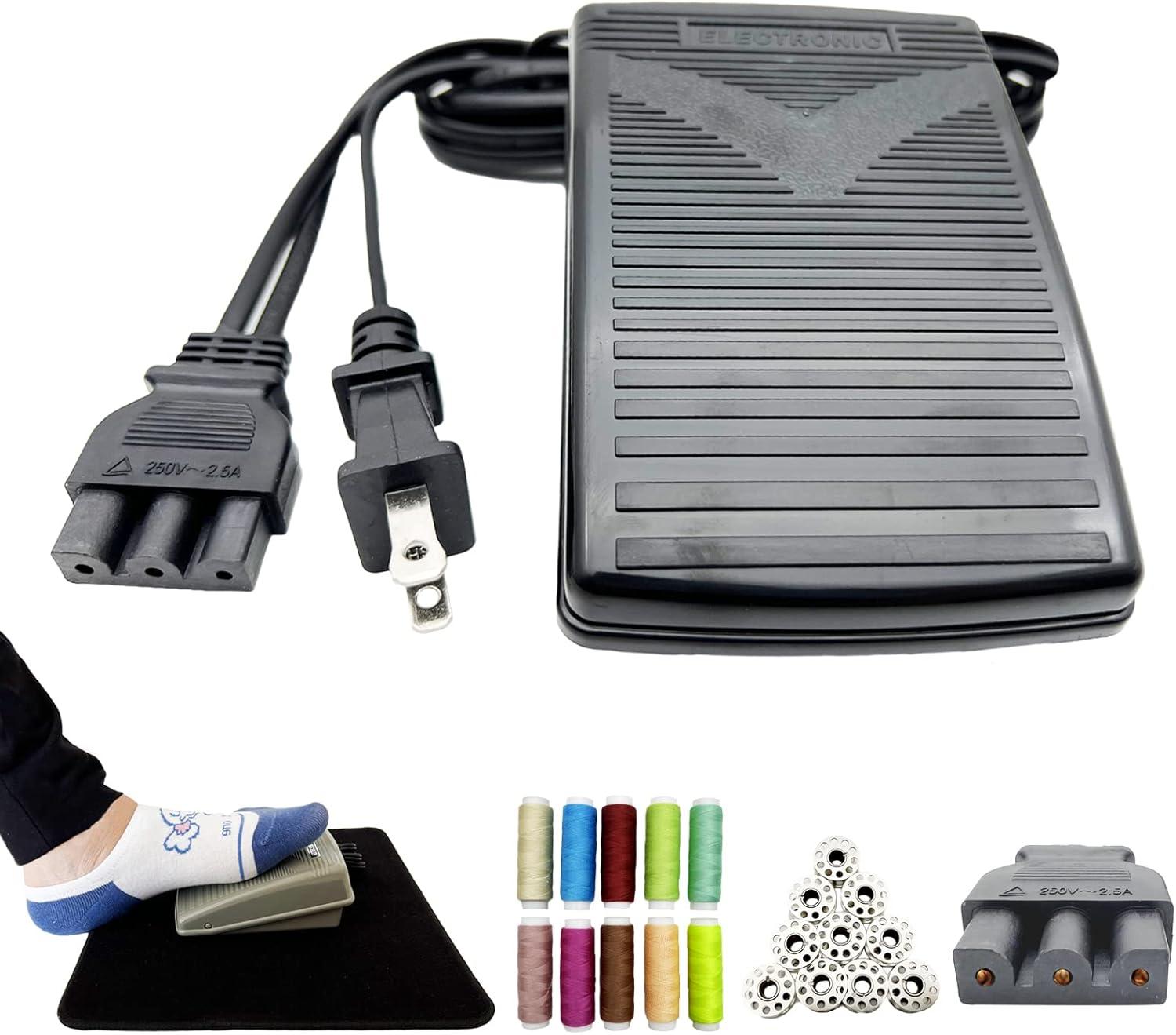 Singer Sewing Machine Power Cord, with sewing machine pedal