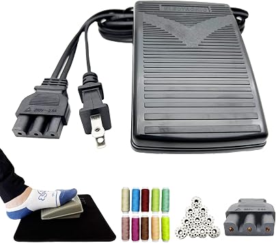Singer Sewing Machine Pedal and Power Cord, with Foot Pedal Non Slip Pad, Compatible with Singer #359102-001 1120 1304 1507 2263 2273 2277 3116 3232 3337 3342 4423 4432 4452 50t8 8280 e99670 M3220