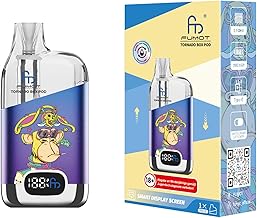 Tornado Box Pod Kit, 800 mAh E-Cigarette Battery Carrier with Digital Display, Mesh Pod Refillable System, Includes 0.9 Ohm Refillable Empty Pod, USB-C, No Nicotine, No Liquid (Blue Purple)