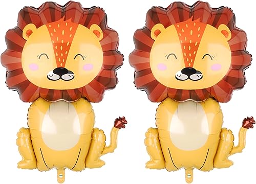Globos de aluminio de león gigante, selva, safari, animales, decoraciones de fiesta de cumpleaños, globo de Mylar para niños, un tema salvaje,