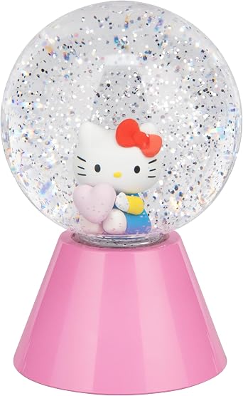 Paladone Hello Kitty LED Glitter Ball, Officially Licensed Colour Changing Light-Up Snow Globe for Kids, Teens, Girl, Women Sanrio Gifts, Compact Design [Energy Class A]