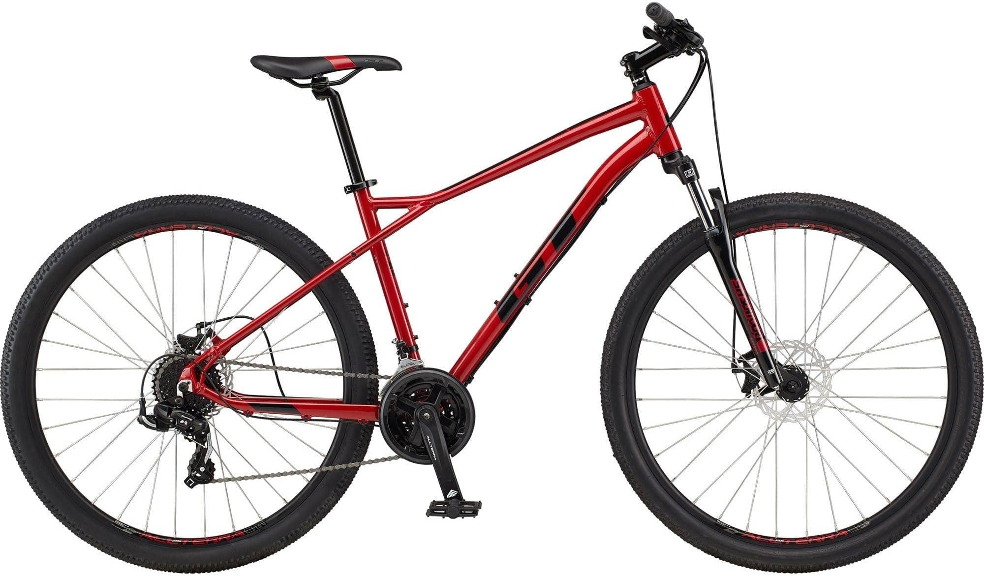 Aggressor Sports 29" Hardtail MTB bike | Mountain Bicycle with Tektro disc brakes and suspension fork | Lightweight aluminium alloy bike with 21-Speed Tap Shifters - Frame Size Large - Red