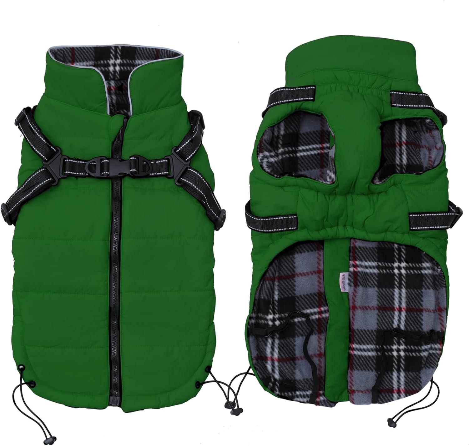 Geyecete Winter Warm Coat Waterproof Jacket with Harness Traction Belt,Pet Outdoor Jacket for Medium, Small Dogs - Blue