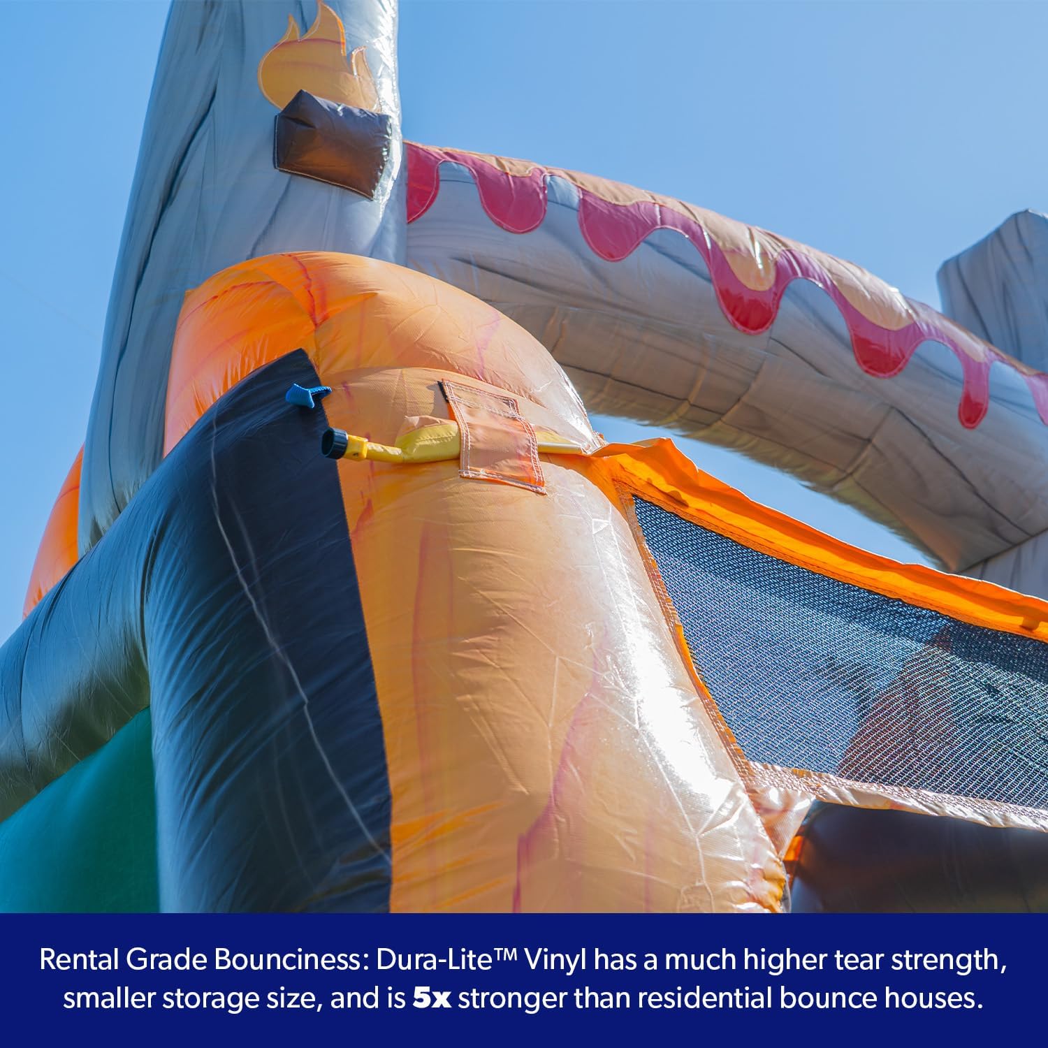 HeroKiddo 13' Rear Entry Climb Assisted with Handrails T-Rex Dinosaur Theme Inflatable Water Slide with Pool, 22ft Long- 100% Commercial Grade PVC, Reinforced Strength Wet/Dry Fun, Included Blower