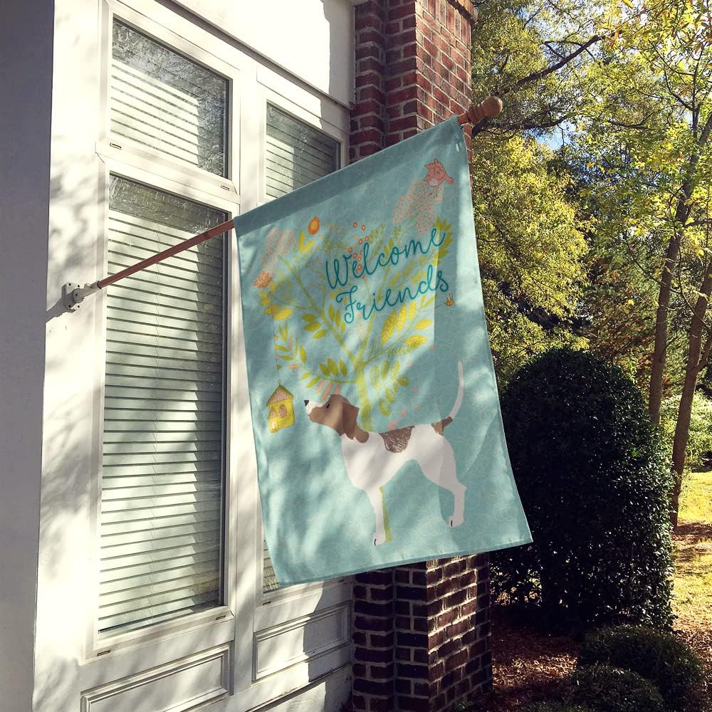 Caroline's Treasures BB7598CHF Welcome Friends Pointer House Flag Large Porch Sleeve Pole Decorative Outside Yard Banner Artwork Wall Hanging, Polyester, House Size, Multicolor