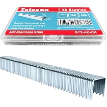 304 Stainless Steel T-50 Staples,1/2" Leg,672-Pack,Marine-Grade