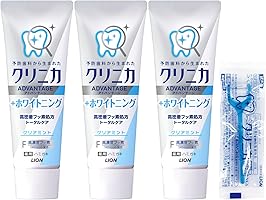 【Amazon.co.jp限定】 クリニカアドバンテージ+ホワイトニング ハミガキ クリアミント 130g×3個+Y字フロス1P