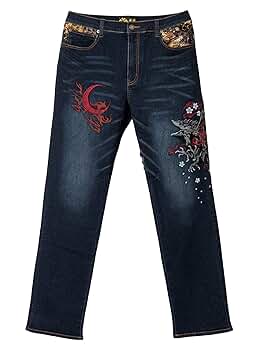 J*E様 雅結★みやびむすび 和柄 風神雷神 総刺繍 ワイドデニム ジーンズ 3 J*E様 雅結☆みやびむすび 和柄 風神雷神 総刺繍 ワイドデニム