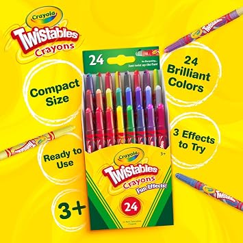 CRAYOLA Twistables Special Effects Colouring Crayons - Assorted Colours (Pack of 24), Simply Twist for More Colouring Fun - No Need to Sharpen, Ideal for Kids Aged 3+