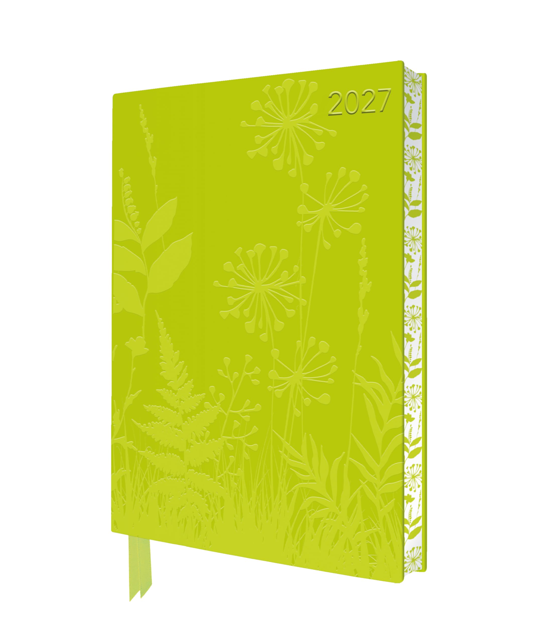 Flower Meadow 2027 Artisan Art Vegan Leather Diary Planner - Page to View with Notes