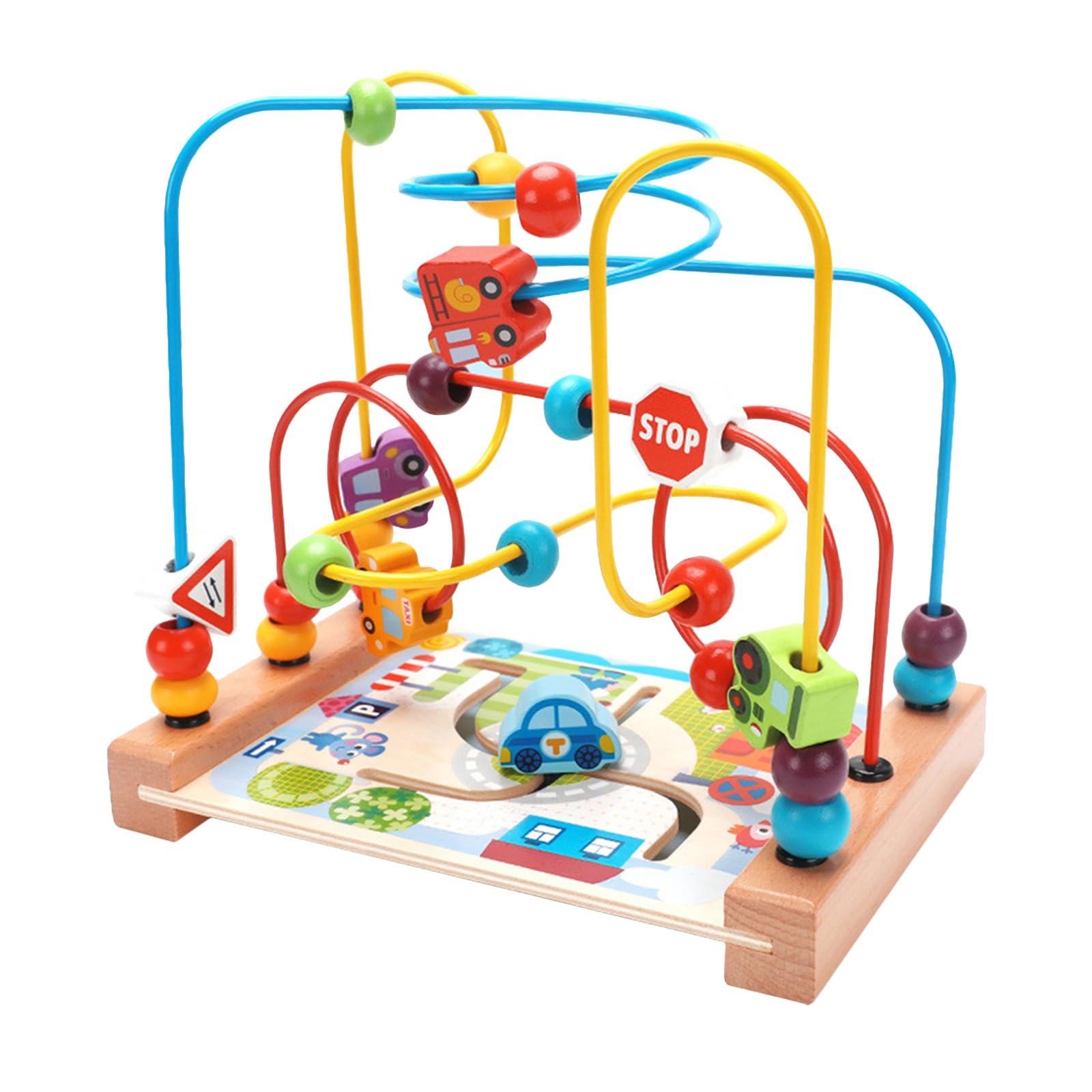 UPKOCH Juguete De Laberinto De Cuentas Oceánico Para Niños Pequeños, Tamaño Compacto, De Madera Lisa, Diseño De Tres Pistas, Entrenamiento Motriz, Adecuado Para Desarrollo Infantil y Juegos Educativos