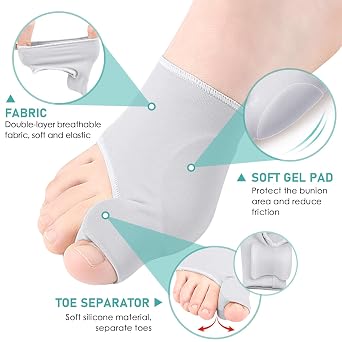 2 Pairs Bunion Corrector,Hallux Valgus Socks,Hallux Valgus Cushion Toe Brace,Reduces Pressure,Big Toes Separator & Straightener for Comfort and Support,Men & Women,Black