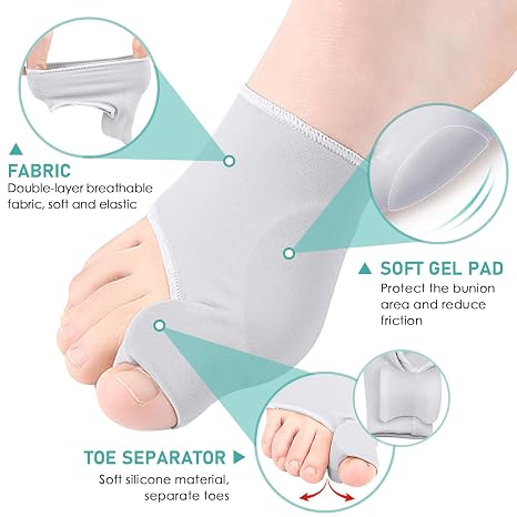 2 Pairs Bunion Corrector,Hallux Valgus Socks,Hallux Valgus Cushion Toe Brace,Reduces Pressure,Big Toes Separator & Straightener for Comfort and Support,Men & Women,Black