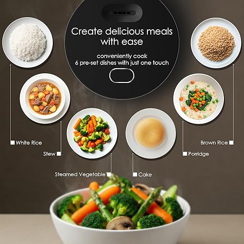 Miniatura 3 de MAGiC COM Mini olla arrocera de 4 tazas sin cocinar (8 tazas cocidas), pequeña olla digital múltiple con vaporizador, temporizador de retardo de 24