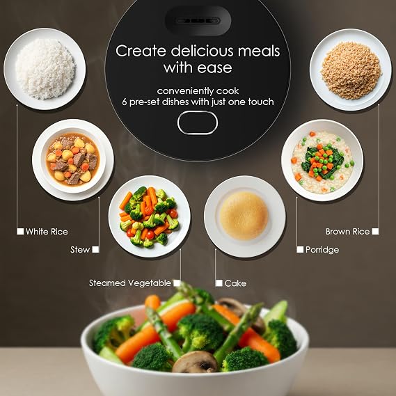 MAGiC COM Rice Cooker 4 Cup Uncooked/ 8 Cup Cooked, Digital Display with Warmer, Small Rice Maker & Multiple Settings, 24H Delay Timer, Automatic Keep Warm, Nonstick Inner Pot, Arrocera Electrica