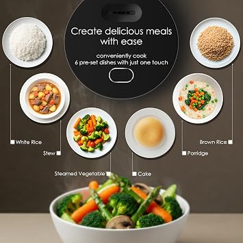 MAGiC COM Rice Cooker 4 Cup Uncooked/ 8 Cup Cooked, Digital Display with Warmer, Small Rice Maker & Multiple Settings, 24H Delay Timer, Automatic Keep Warm, Nonstick Inner Pot, Arrocera Electrica