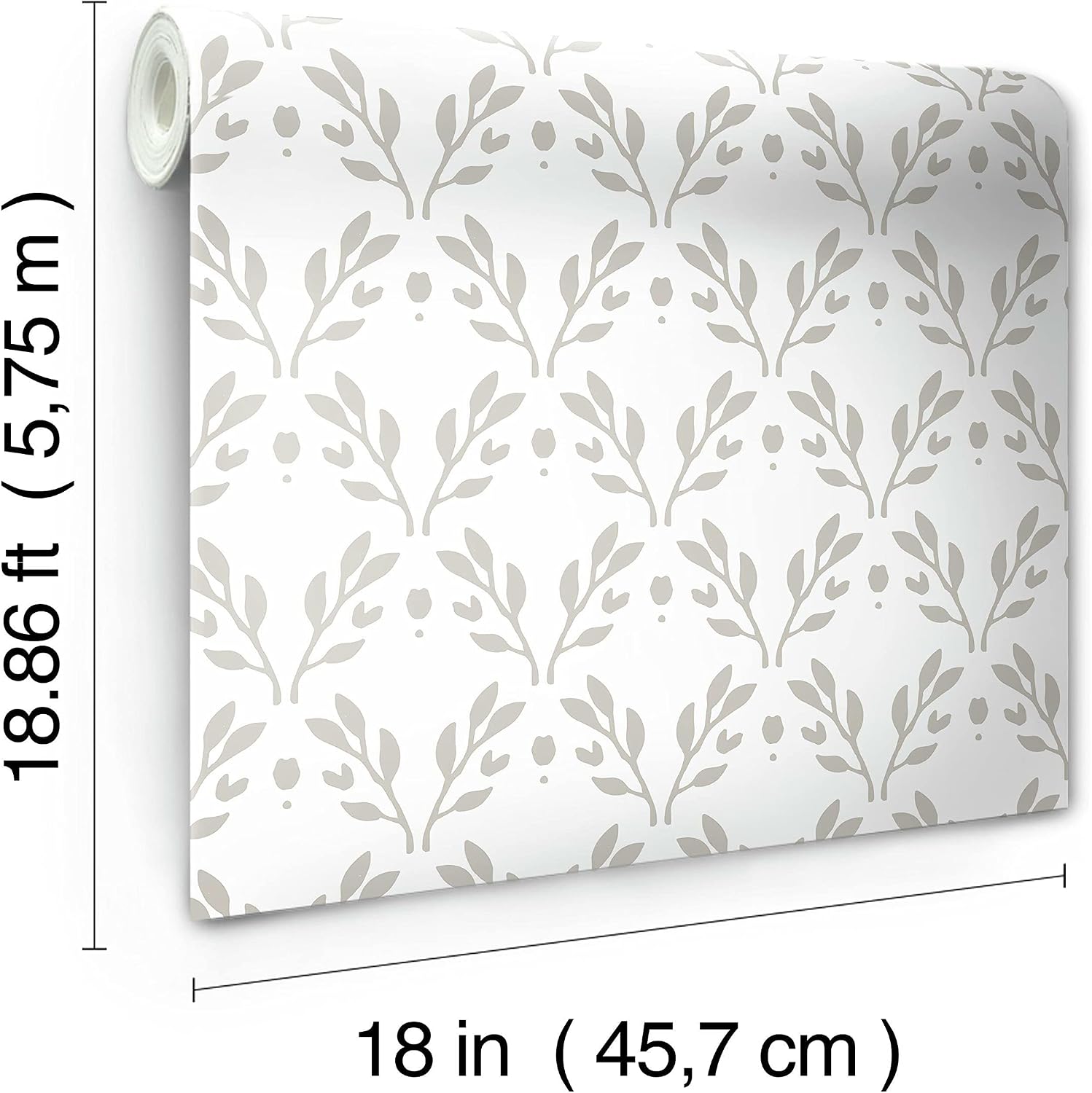 RoomMates RMK12138RL Rose Lindo Taupe Gray and White Dawn Peel and Stick Wallpaper
