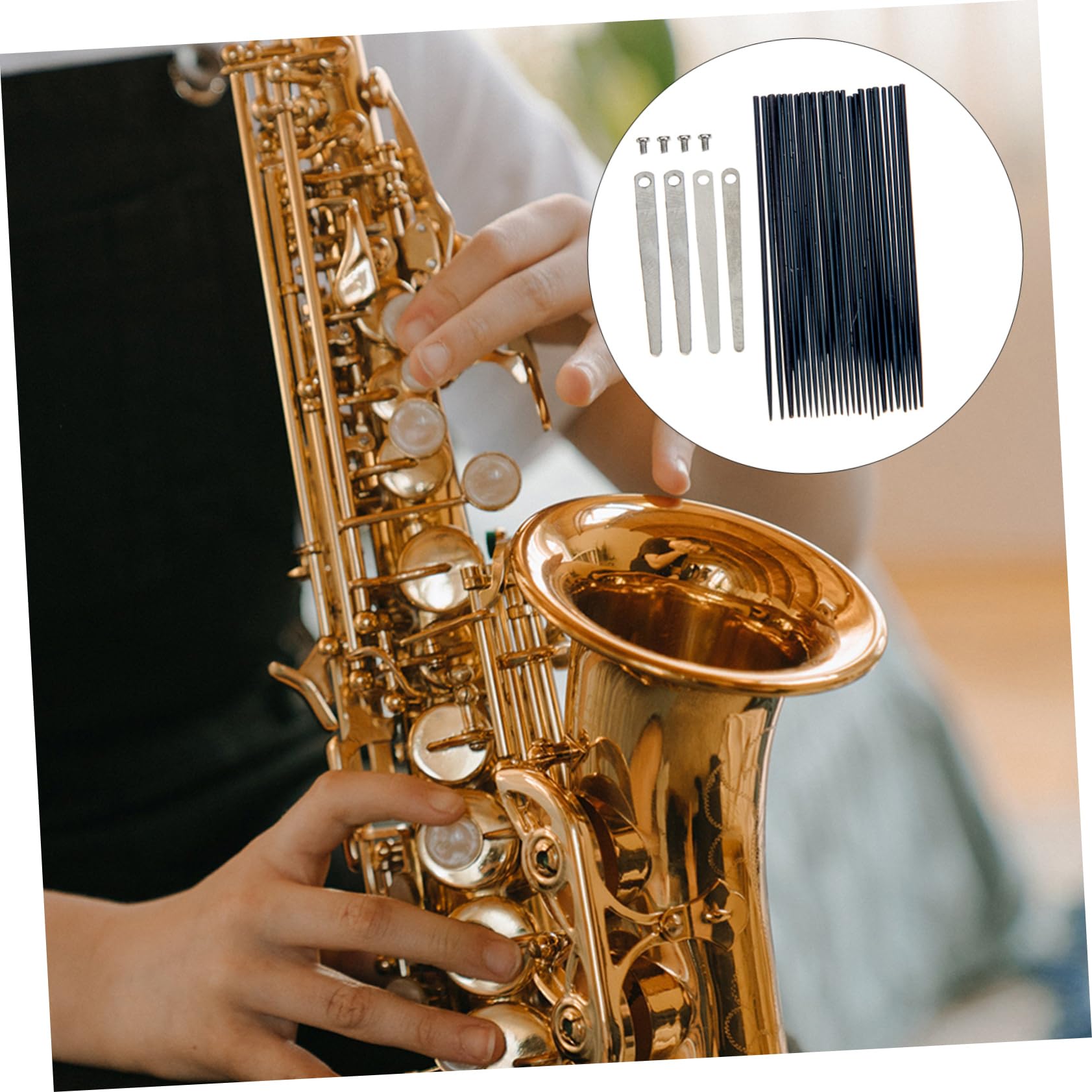 ibasenice 5juegos Accesorios Para Saxofón Tenor Incluye Reeds De Placas De Lengüeta y Tornillos Material De Premium Flexibles y Duraderos Para Músicos Principiantes y Profesionales