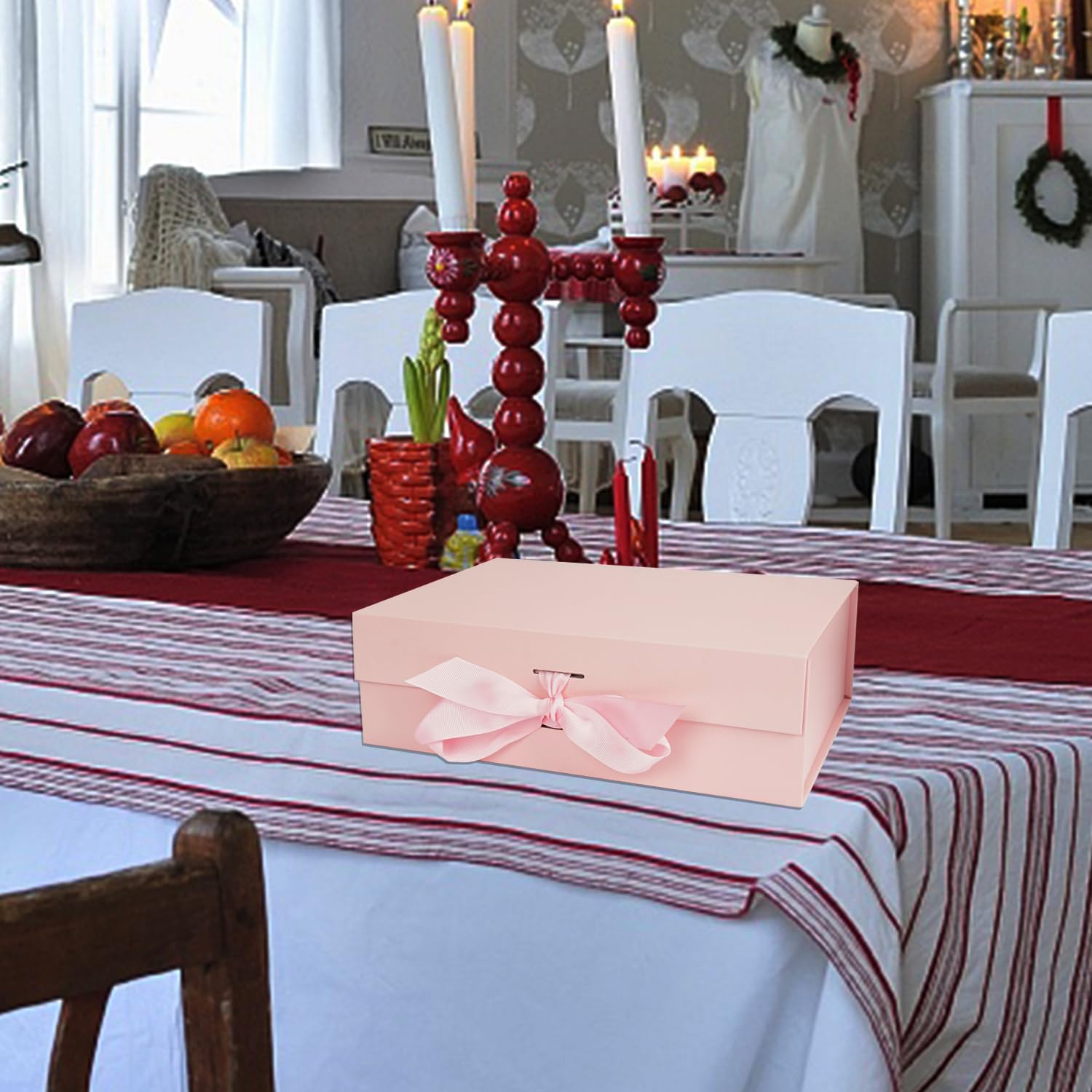 Uptotop - Scatola regalo con coperchio per regali, 25 x 19 x 8 cm, con nastro e chiusura magnetica, ideale per Natale, Capodanno, matrimoni, compleanni, testimoni dello sposo, esposizione e