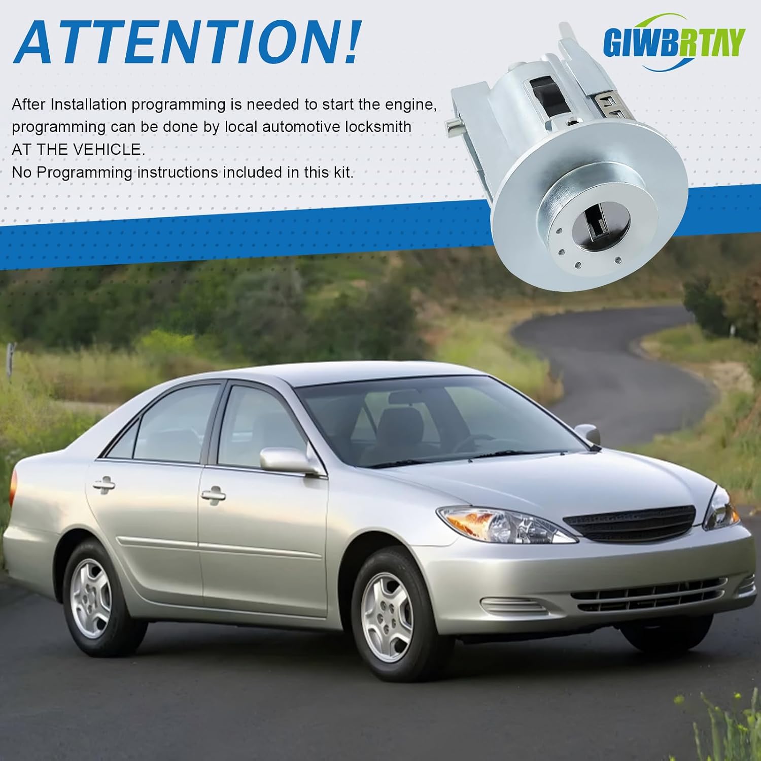Aftermarket Ignition Lock Cylinder & Driver Door Lock Cylinder Set with Two Chip Keys Keyed Alike Fits 2003 2004 2005 2006 Toyota Camry 69057-06020