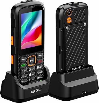 4G Rugged Phone with Charging Dock, IP68 Waterproof Mobile Unlocked Phone for Seniors & Kids, 3000mAh Battery, Flashlight, Reverse Charging, Ideal for Home, Camping, Hiking & Outdoor Adventure