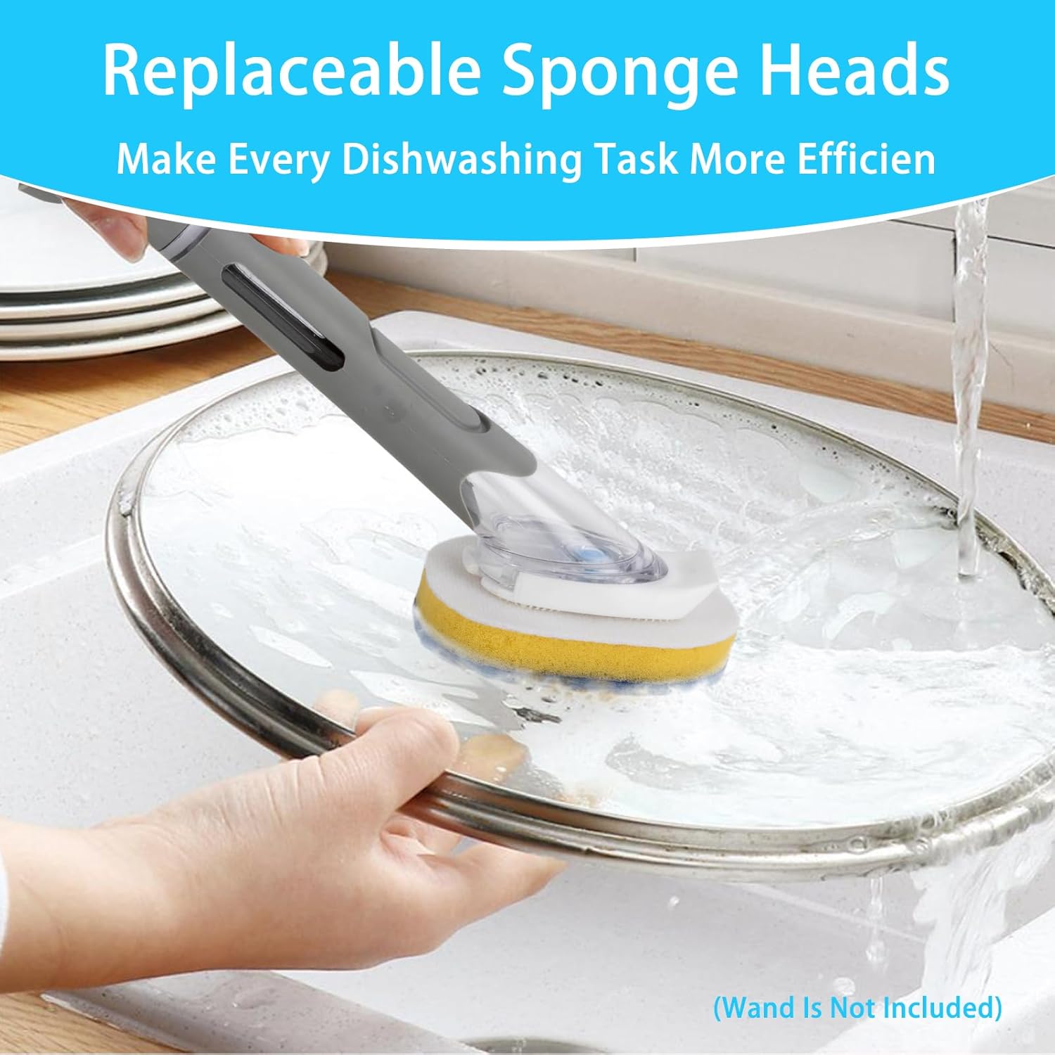 8 Packs Dish Wand Replacement Sponge Scouring Pad Heads Refills Compatible with Scrub Daddy, Scrub Sponge for Detachable Dish Scrubber Brush with Cut Out for Soap Dispensing, for Kitchen Cleaning - Image 7
