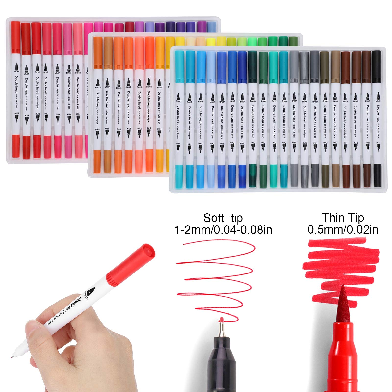 Markery akwarelowe w różnych kolorach Miękka końcówka FineLiner Podwójny pędzel Art Supplies (STBG-60色)