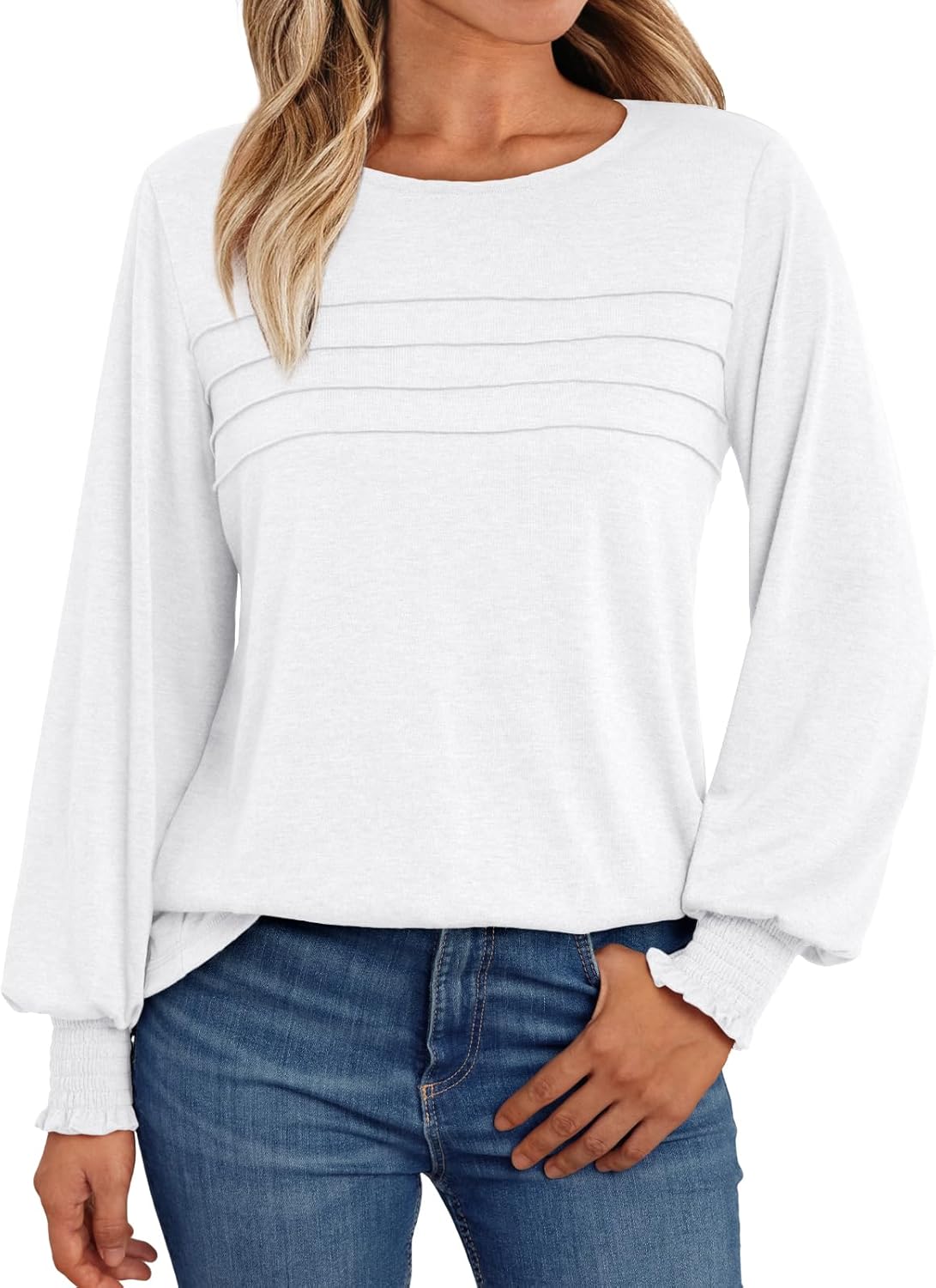 AUTOMET Womens Long Sleeve Tops Blouses Dressy Casual Business Crew Neck Tunic Loose Fit Trendy Outfits Fashion Clothes