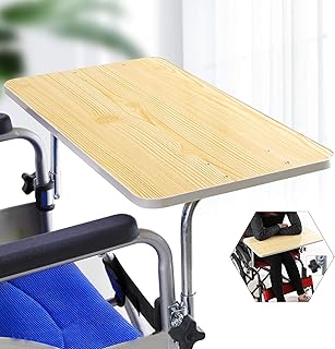 Wheelchair Tray Wood Wheelchair Lap Table with Durable Steel Tube Support for Eating Reading Writing