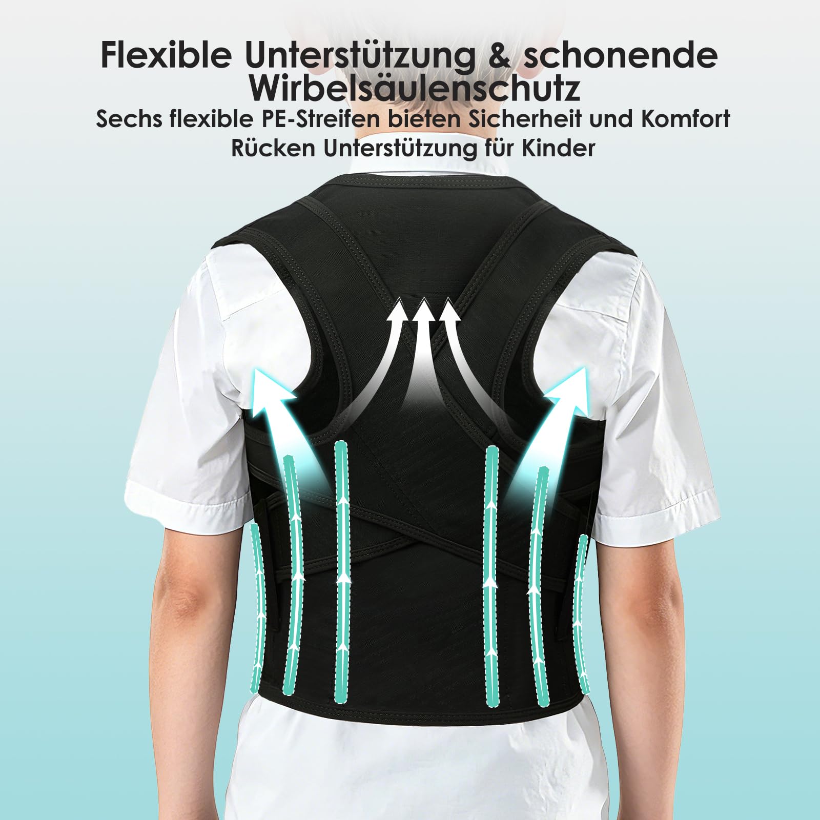 babaka Rücken Geradehalter Rückenstützgürtel Haltungskorrektur für Kinder und Erwachsene, Verstellbarer Haltungstrainer Rückengurt für Schulter Nacken Rückenstütze (M)