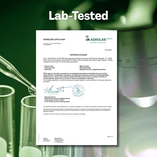 Miniatura 10 de URVI Gomitas de apoyo al azúcar en la sangre 300 mg de vinagre de sidra de manzana, 150 mg de mio-inositol, cromo y zinc sin azúcar sabor manzana