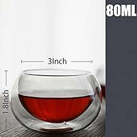 Vista 6 de PunPun Juego de 4 tazas de té de vidrio de borosilicato de doble pared de 2.7 fl oz, tazas de espresso, aislantes al calor, tazas de té