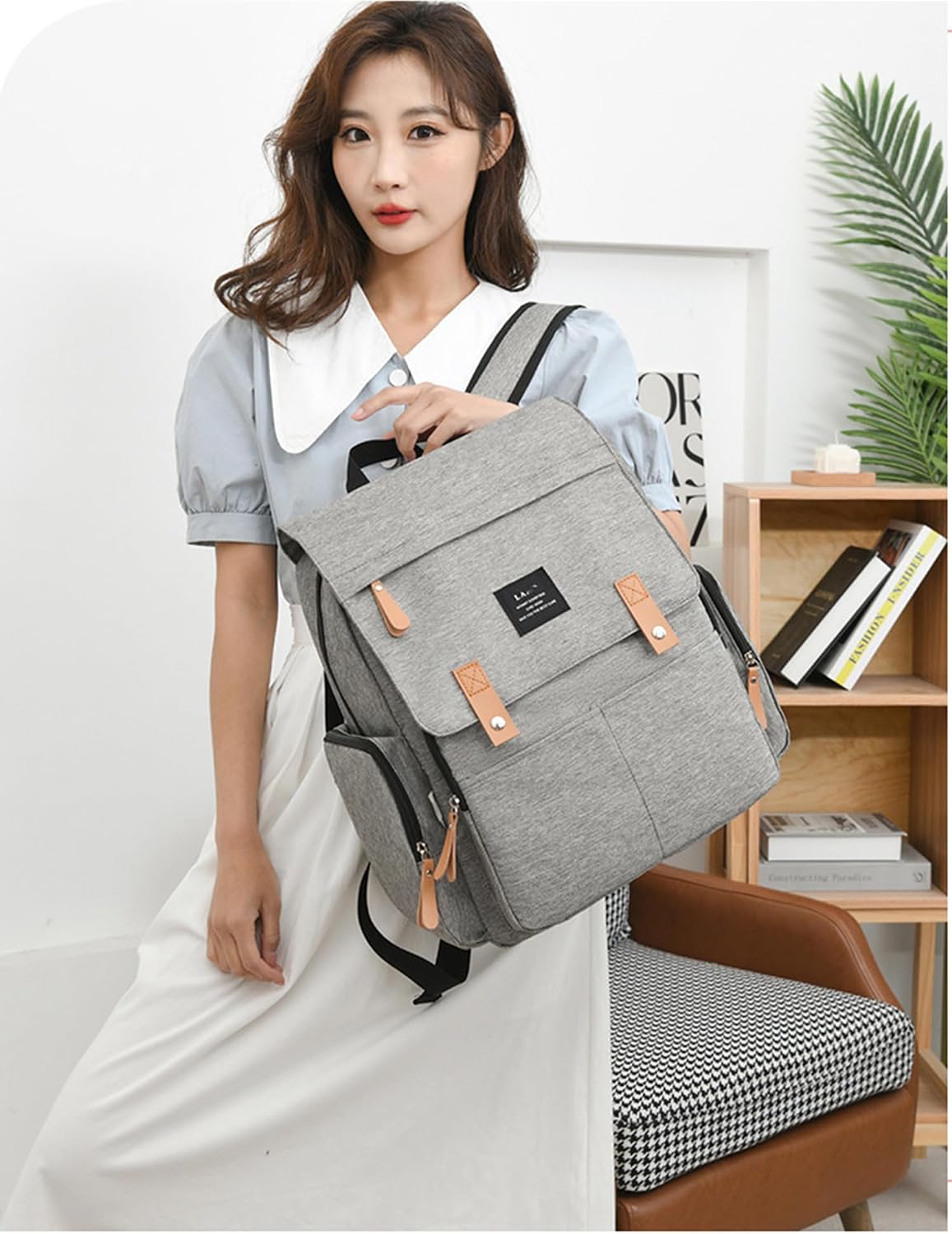 Diaper Bag Backpack Travel Pack with Stroller Strap, Large Waterproof Baby Diaper Bag with Insulated Pocket