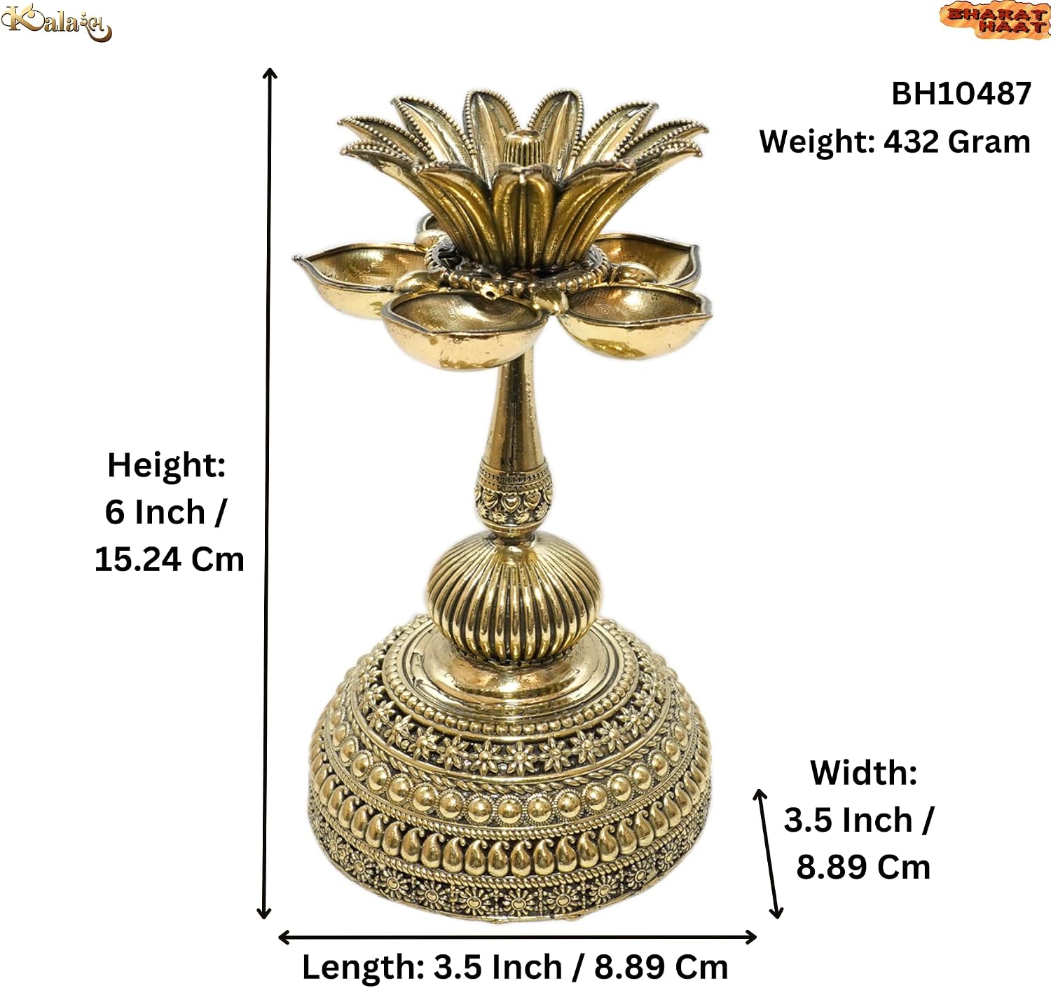 Brass Flower Diya | Diwali Decoration Item for Home Decor | Oil Lamp for Daily Puja & Other Religious Rituals
