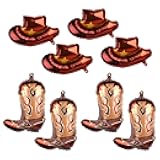 8pcs Western Themed Party Balloons, Large Cowgirl Boots Hats Foil Balloon Cowboy Party Decorations for Cowboy Theme Party Birthday Baby Shower Supplies Decorations