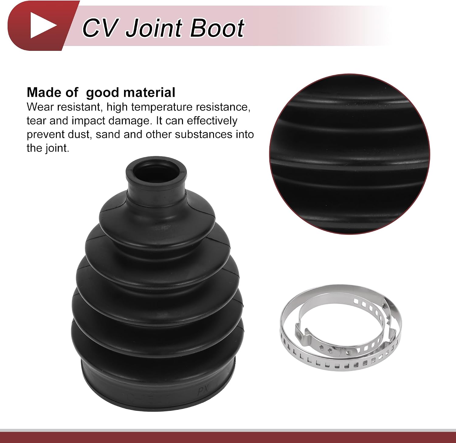 1 Set CV Joint Boot Kit for Mercedes-Benz C300 2008-2014 Outer Constant Velocity Joint Boot W/Clamps No.A2043300585 Black Rubber