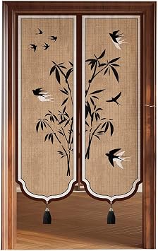 Door Curtain Divider for Room Separation, Doorway Curtain Panel Hanging, Privacy Curtain for Doorway, Blackout Door Curtain Panel, Adjustable Tension Rod Setup, Space Saving