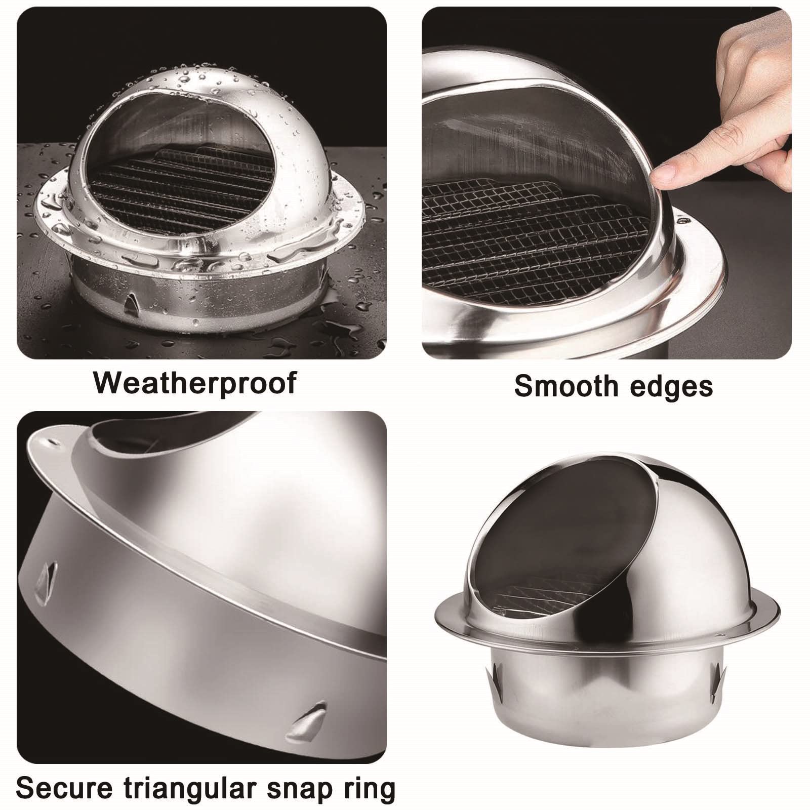 Rejilla Redonda Tapa De Ventilación Ø 80mm 100mm 120mm 150mm, 304 Inoxidable Tapa De Ventilación Con Malla De Pantalla, Respiraderos Tapa ​Cocina Protección, Contra La Intemperie ( Color : Silver , Si