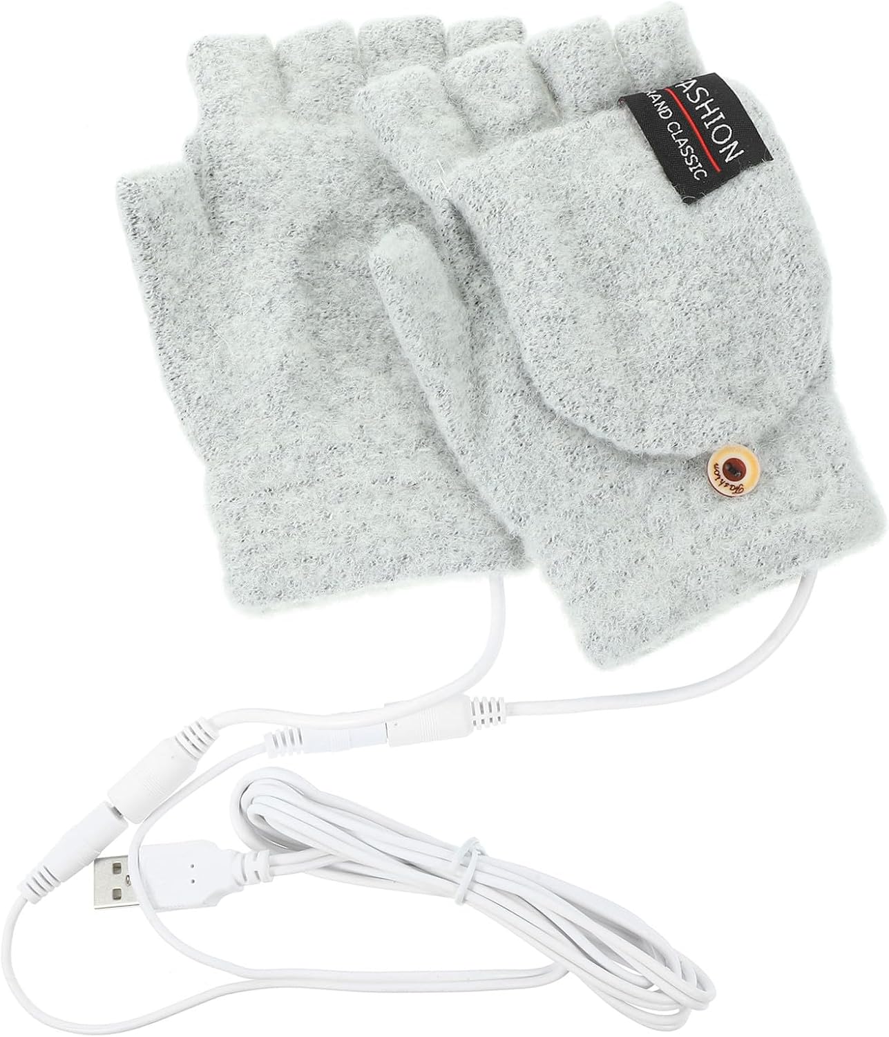 Toddmomy Usb Heated Knit Gloves Versatile Double-sided Winter Half Finger Mittens for Hand Warmth for Gaming Working and Outdoor Activities