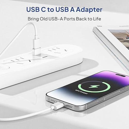 Miniatura 2 de Elebase Adaptador USB a USB C, paquete de 4, convertidor de cable tipo C hembra a A macho para Apple Watch 10 iWatch 9 SE, iPhone 16 15 14 Pro Max