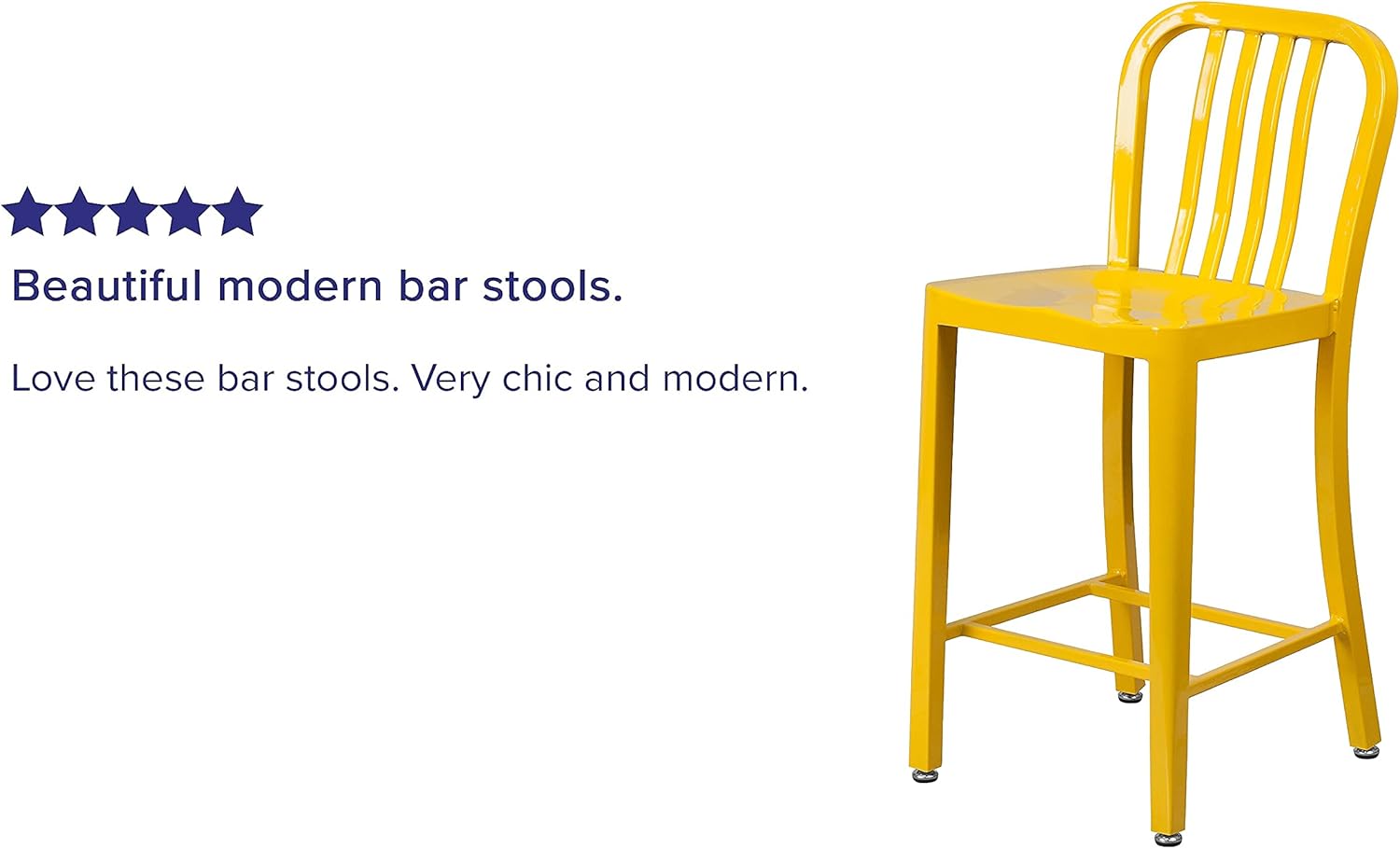 Flash Furniture Gael Commercial Grade 2 Pack 24" High Yellow Metal Indoor-Outdoor Counter Height Stool with Vertical Slat Back