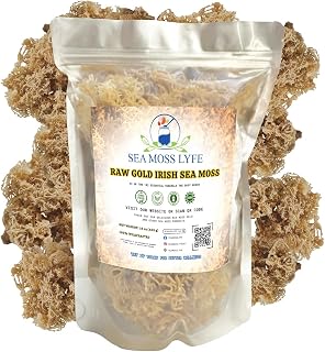 Sea Moss Lyfe Raw Gold Irish Seamoss – Wildcrafted & Sun-Dried Chondrus Crispus Seaweed, Vegan & Non-GMO, 8oz
