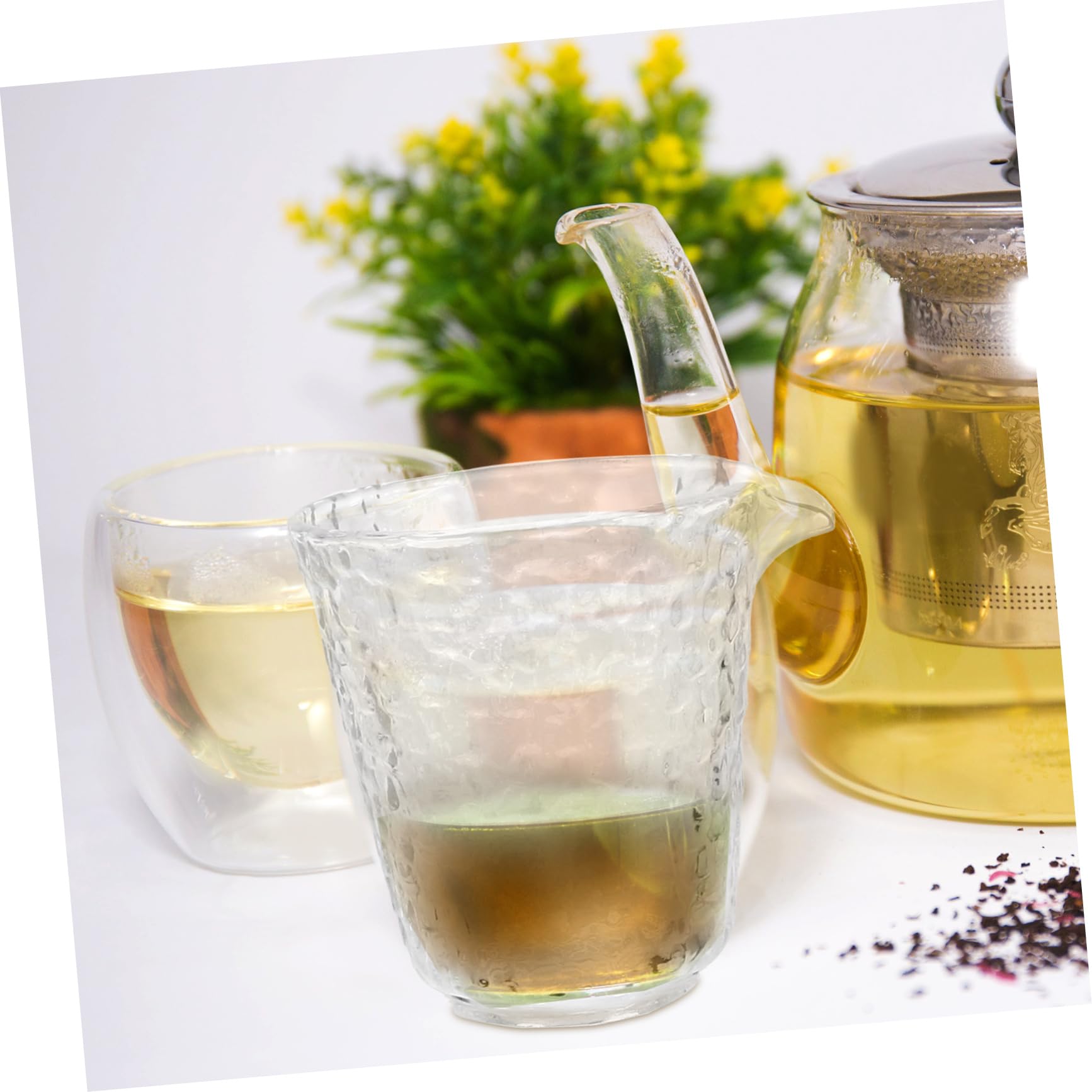 BESTYASH Glas Teegeschirr Satz Hitzebeständig mit Teezubereitung für Tee und Kaffee Kleine Teetassen Zubehör Chinesisches Teeservice Transparent Langlebig