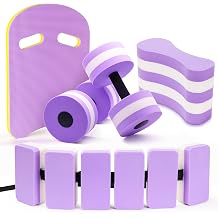 5 Pieces Water Aerobics Set, Aquatic Exercise Set Pool Fitness Equipment with Foam Dumbbell, Swim Kickboard, Pull Buoy, Aquatic Swim Belt for Water Workout