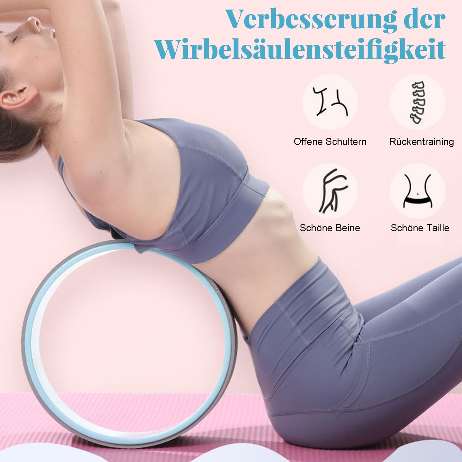 Yoga Rad 3er Pack,stabile und komfortable Rückenrollen für Anfänger.Zur Verbesserung der Wirbelsäulenversteifung und Dehnung des Rückens,mit einer Gewichtskapazität von bis zu 150kg
