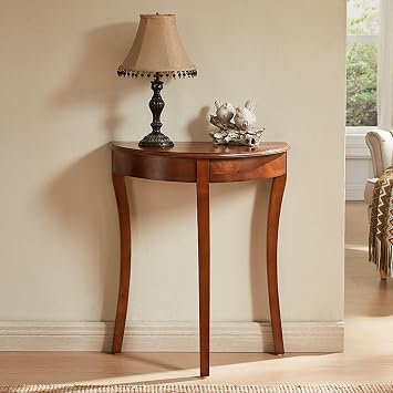 Half Moon solid Console Table Half-Round Corner Narrow Entryway Table for Front Hall, Hallway, Living RoomCherry