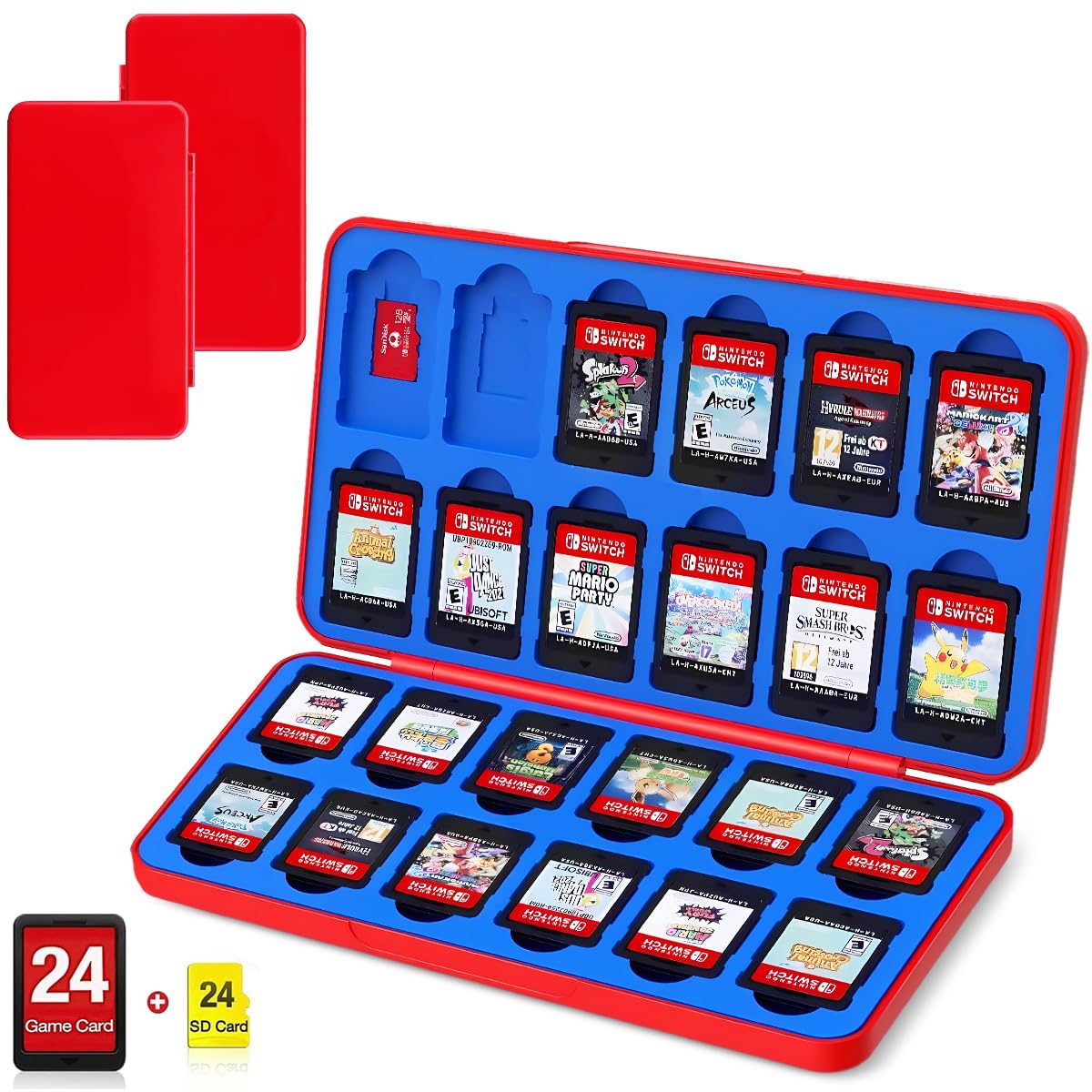 T Tersely 24-Slot Card Case for Nintendo Switch 2 Game , Portable Game Card Holder with 24 Game Card Slots & 24 Micro SD Card Slots, Compatible with Lite/OLED/NS Games