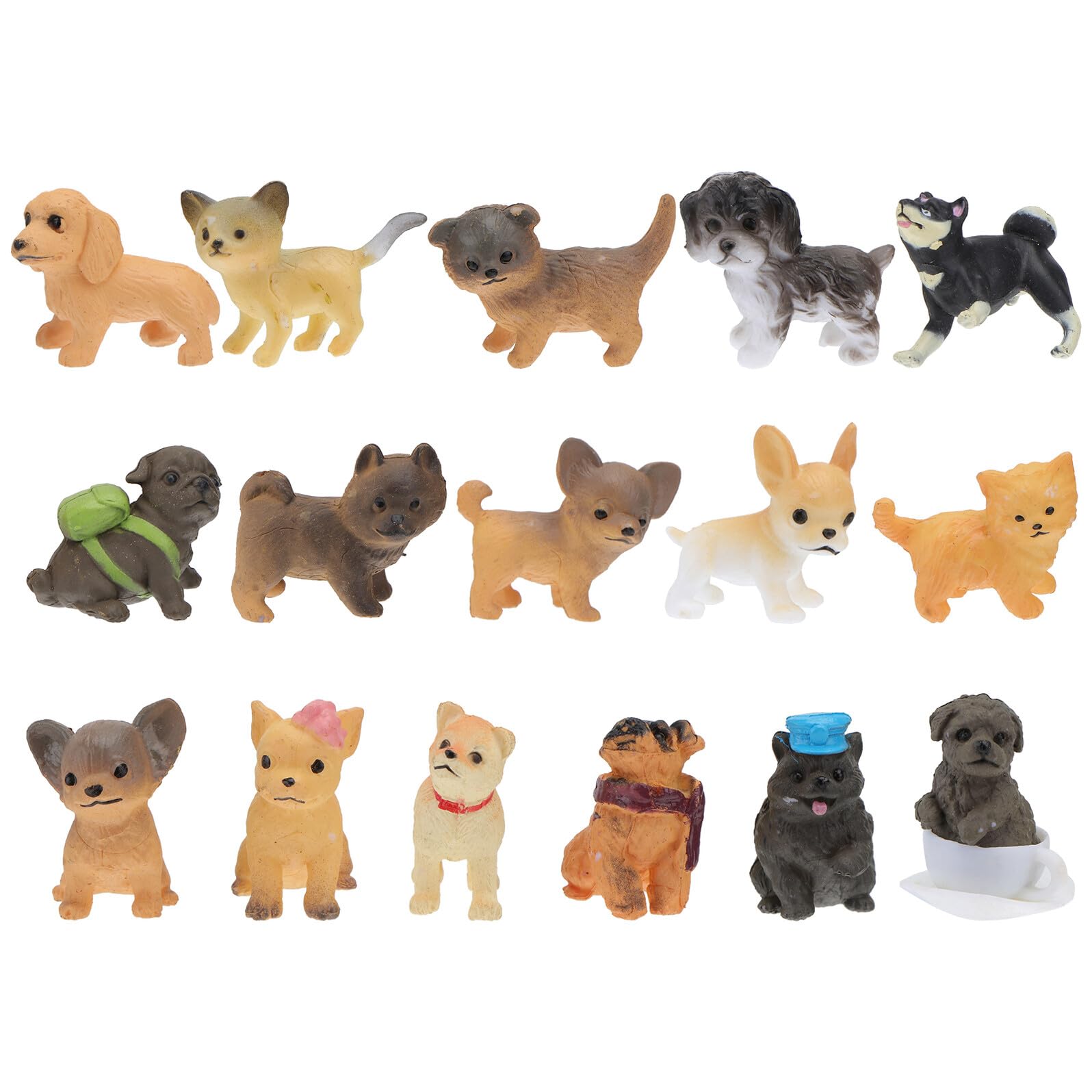 DIYEAH 16pcs Mini Dog Doll Figurines Lovely Puppy Models Desktop Adornment Microlandscape Decor Pet Toys Dogs