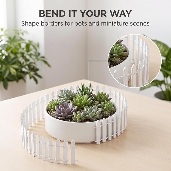 White Miniature Garden Fence Wooden Picket Fence Border Bonsai Fairy Garden Decoration Ornament Decorative Fences Patio, Lawn and Garden, Decoration